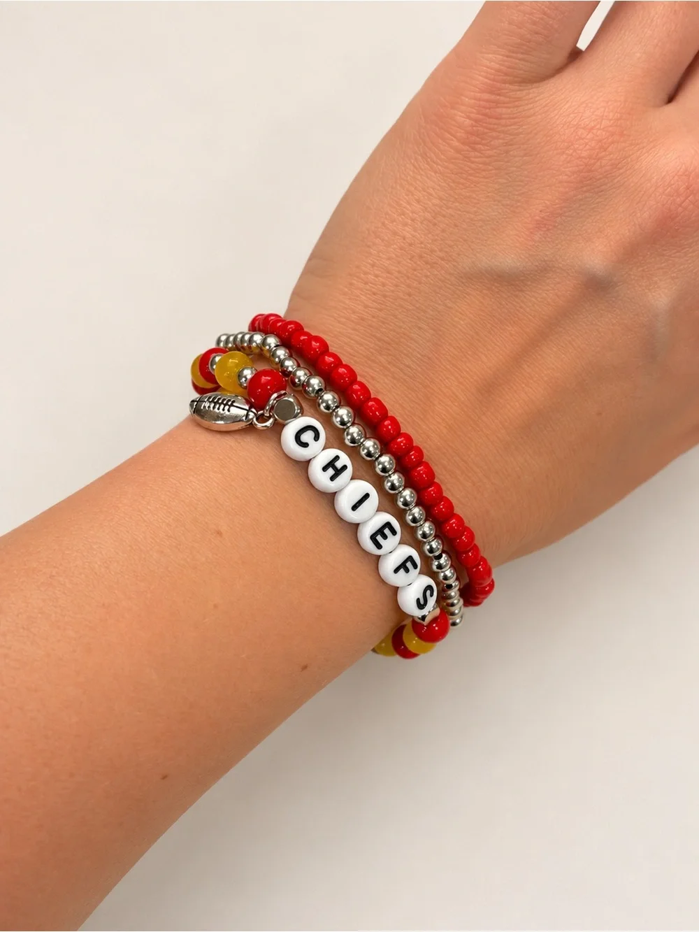 CHIEFS Beaded Bracelet Set - Red & Yellow | Handmade